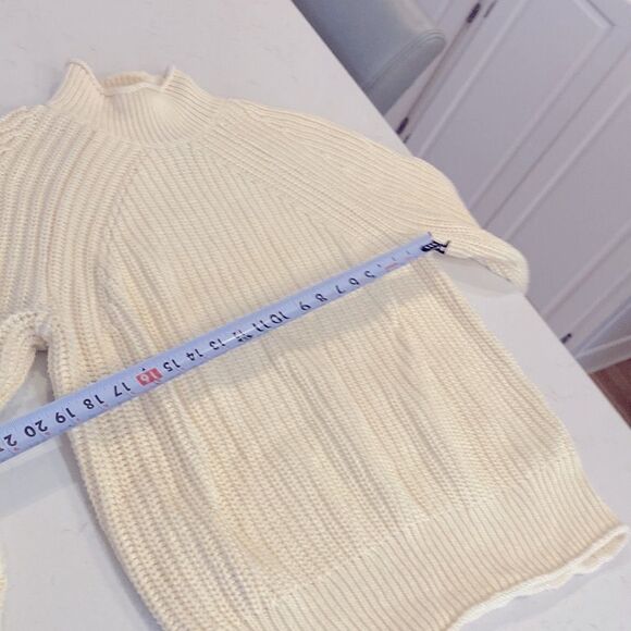 J. Crew 100% cotton ivory chunky knit rolled mock neck fisherman sweater - Picture 9 of 10